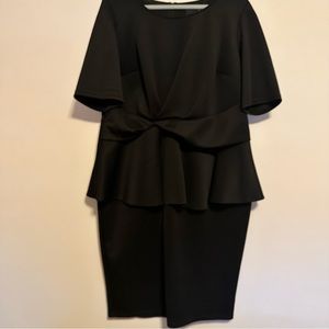 ASOS Curve Black Peplum Scuba Midi Dress